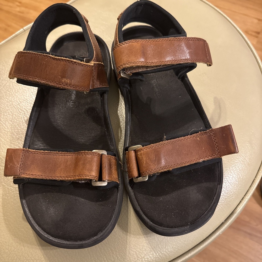 Timberland SensorFlex Brown Leather Sandals Men's Size 9 Hook Loop Comfort
